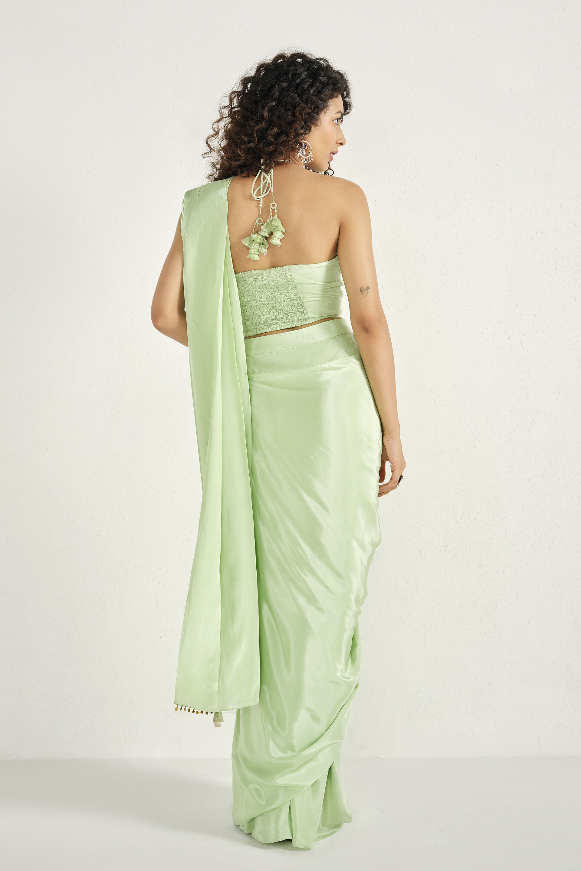 Pistachio Pre-stitched Saree, Mint, image 5
